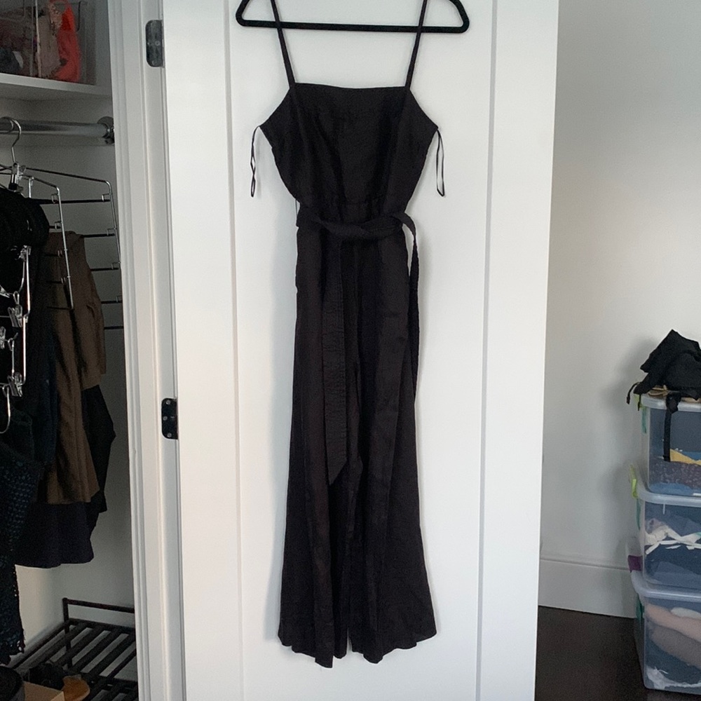 JCREW belted black linen romper